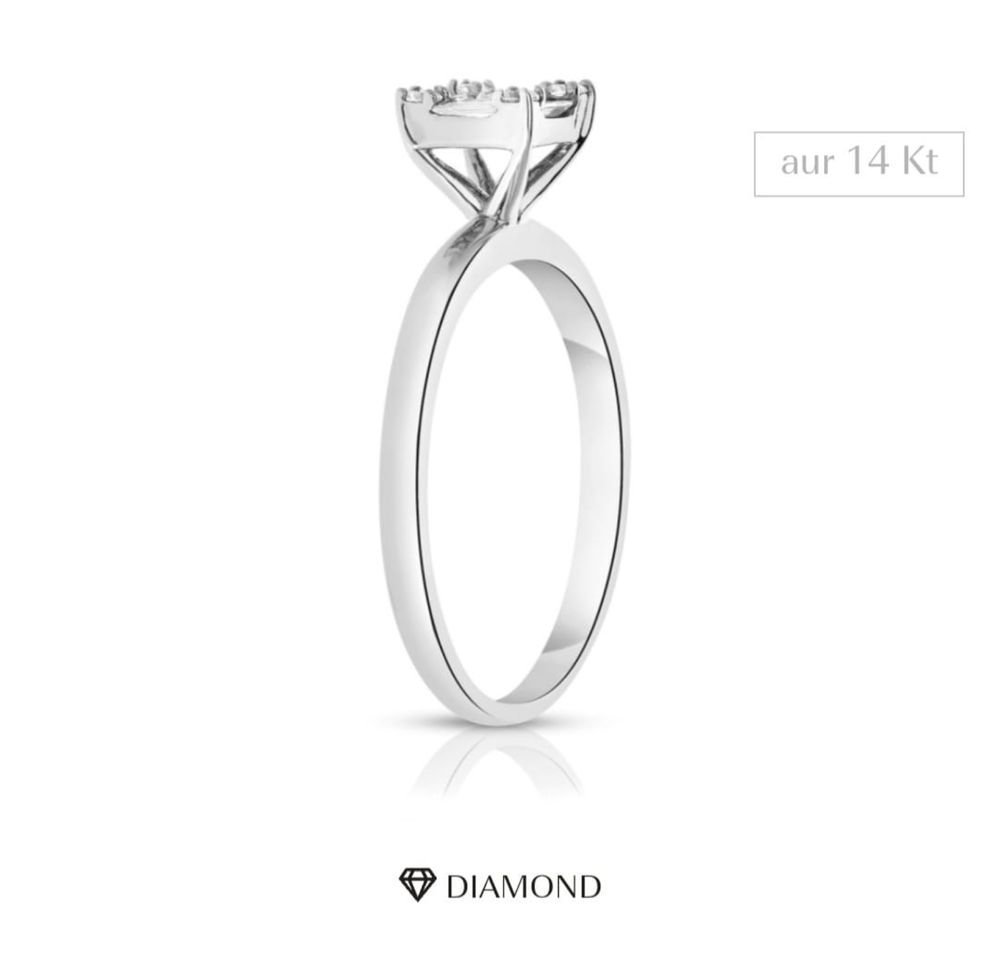 Inel de logodna aur 14k cu 12 diamante naturale
