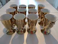 Set pocale de vin cu struguri portelan aurit Debelly 12 piese