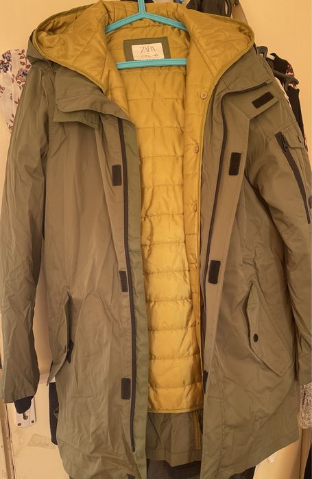 Geaca parka /cardigan  made italy +esarfa matase/zara 164cm/13-14 ani