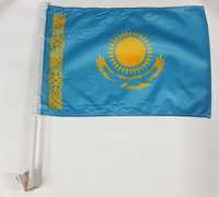 Флаг Казахстана с флагштоком для автомобиля