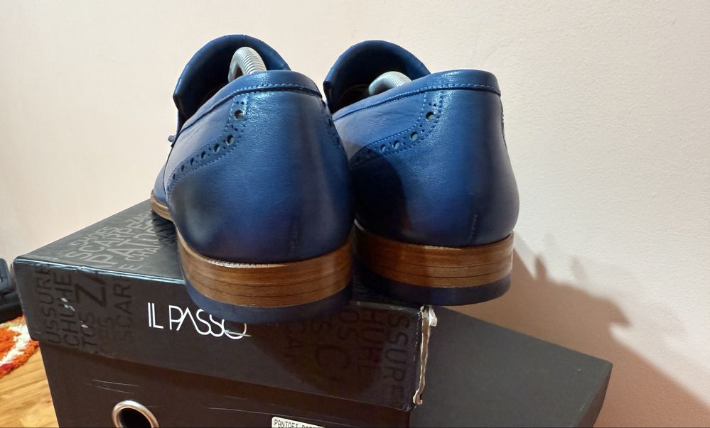 Pantofi piele albastri barbati ca noi