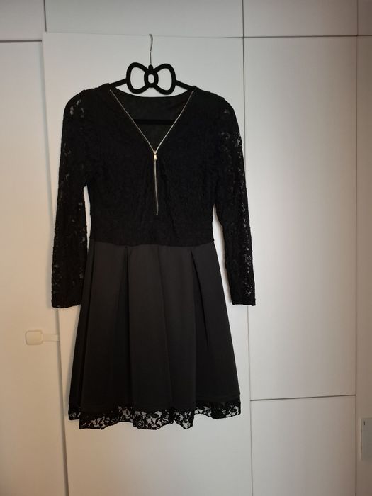 Rochie neagra cu dantela, scurta, S