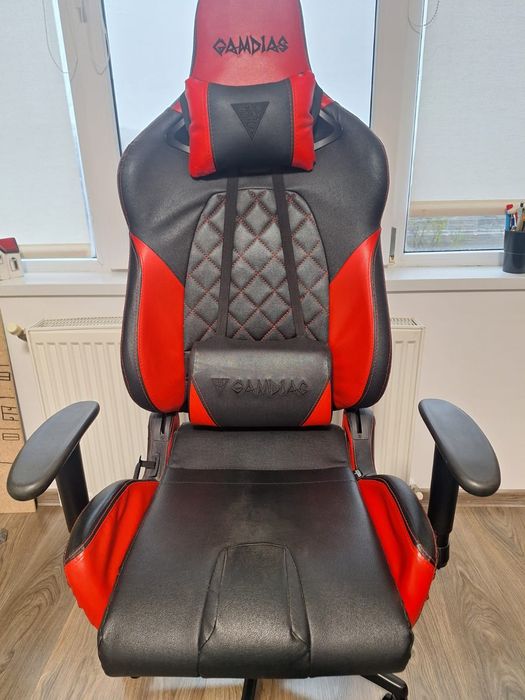 Scaun Gaming Gamdias Achilles E1 L, iluminare RGB  Rosu cu negru