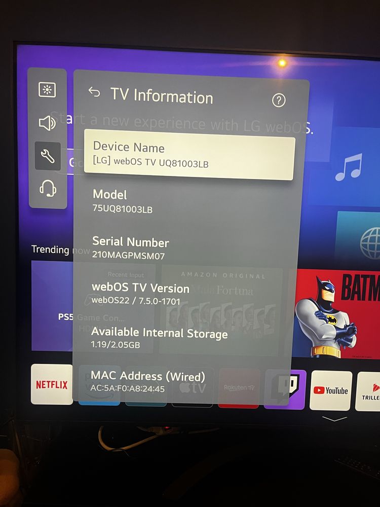 LG UHD 75” 4K AI 5 generation