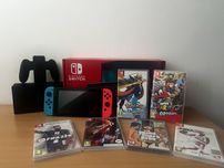 Nintendo Switch пълен комплект + 6 игри + microSD