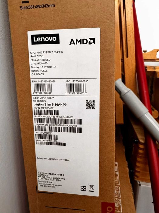 Lenovo Legion Slim 5 16AHP9, Ryzen 7, RTX 4070, 32GB RAM, 1TB
