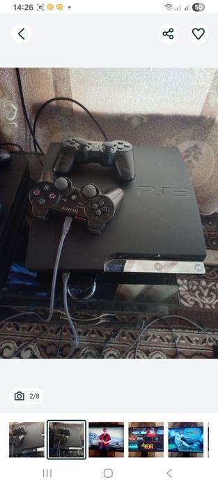 PS3 slim ideal o'yinlari bor 2 djoystik uyda o'ynalgan 320GB hotirasi.