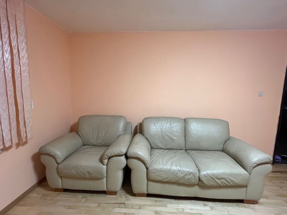 Диван и фотьойл естествена кожа