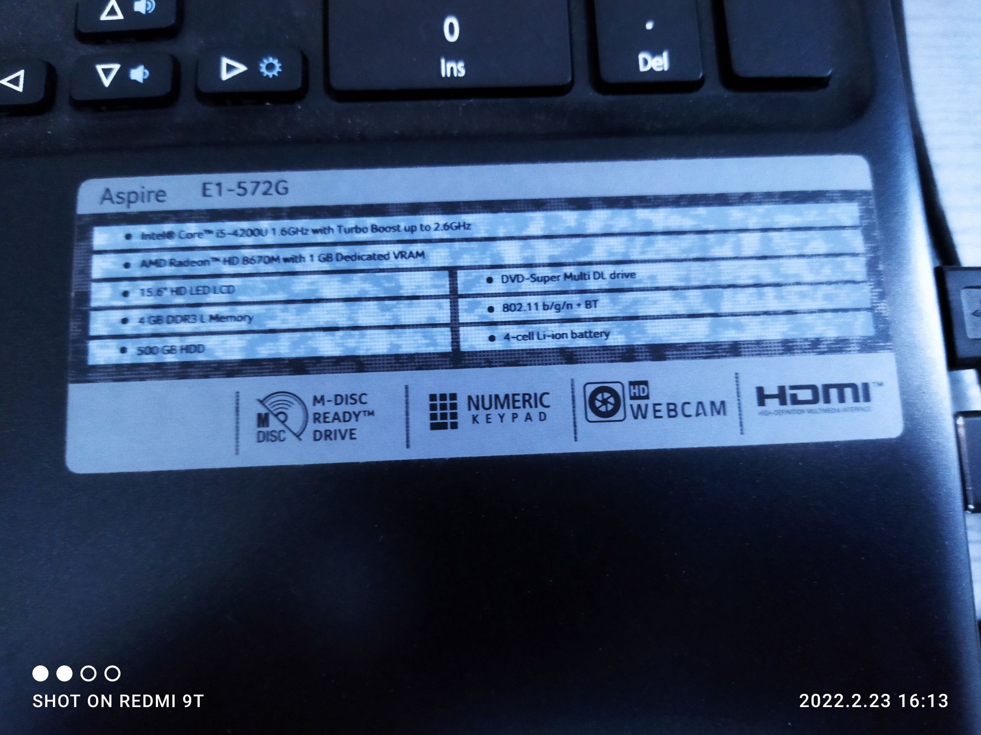 Ноутбук Acer Aspire E1-572G  яхши холатда