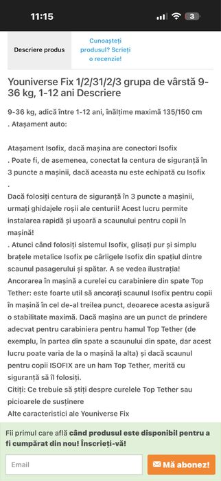 Scaun masina chicco younivers fix 9-36 kg