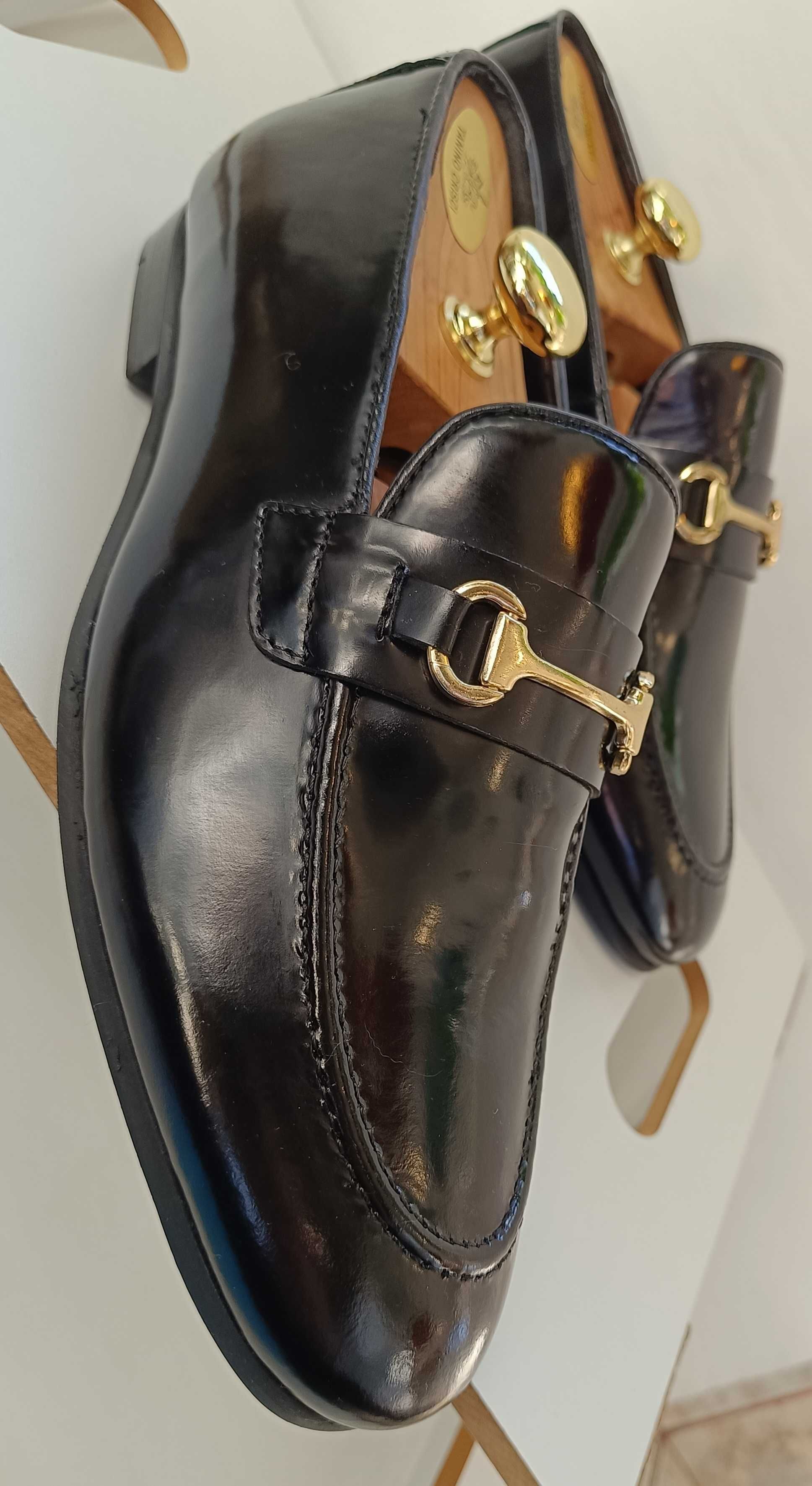 Pantofi loafer 43 bit premium Walk London NOI piele naturala lustruita