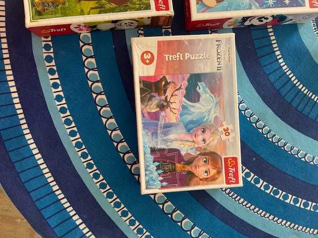 Пъзели, замръзналото кралство, маша, мини и мики.