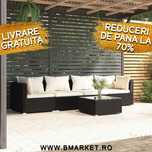 Set mobilier de gradina/terasa canapea/coltar 5 piese Negru Ratan NOU