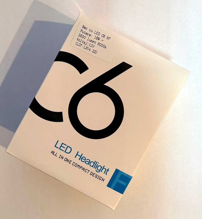 Set 2 Becuri H7 Led Auto  6000k 36W 3500LM