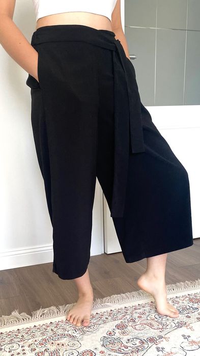 Кюлоты черные с поясом, ZARA