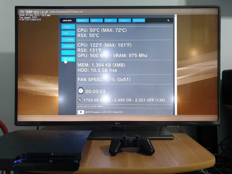 PS3 modat CFW Overclock 500GB + 60 jocuri (GTA, Red Dead, God of War)