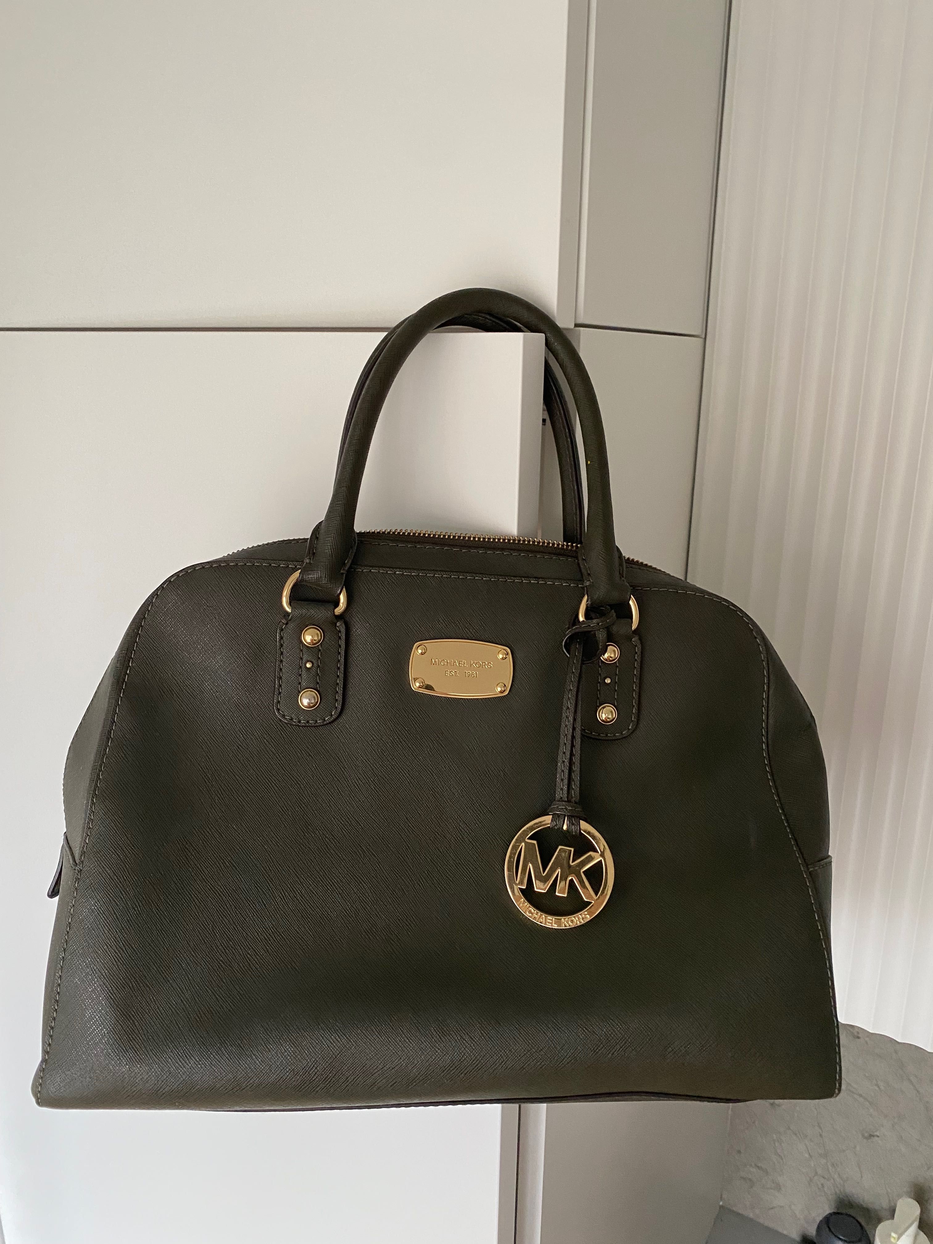 Голяма чанта Michael Kors оригинал в тъмнозелен цвят