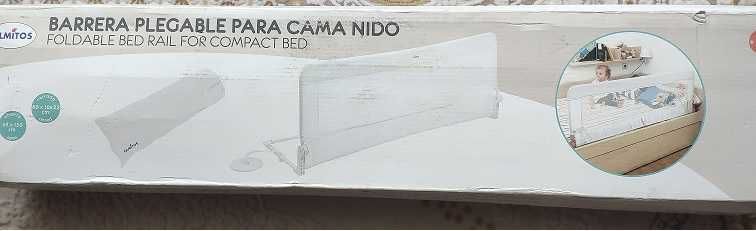 Bariera de protectie pat, 150 cm alb, Olmitos