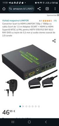 Convertor Scart la HDMI LiNKFOR 720p / 1080p cu cablu Scart de 1,5 m A