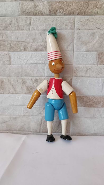 Стара дървена играчка Пинокио - Сделано в СССР