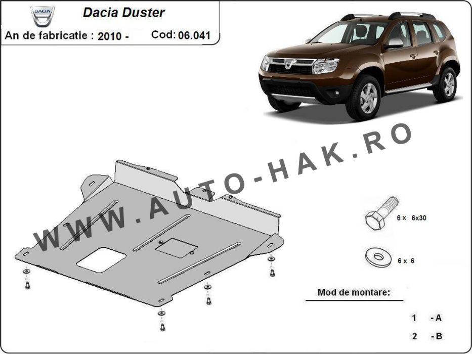 Scut motor metalic Dacia Duster I, II, III 2010-prezent