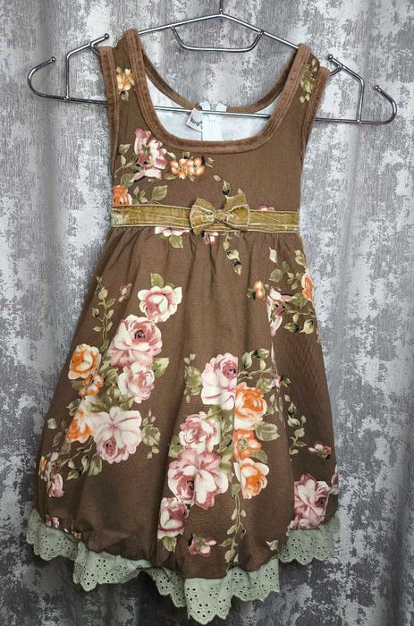 Нарядное теплое платье-сарафан для девочки 4–6 лет, длина 56-48 см