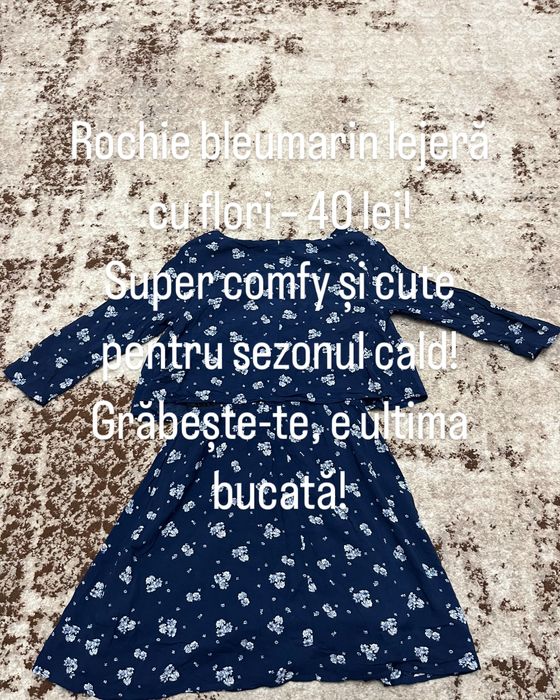 Rochie albastra cu flori,lejera,marimea M