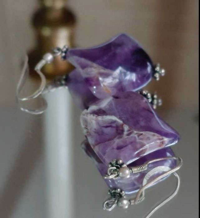 Cercei din argint cu pietre naturale de ametist