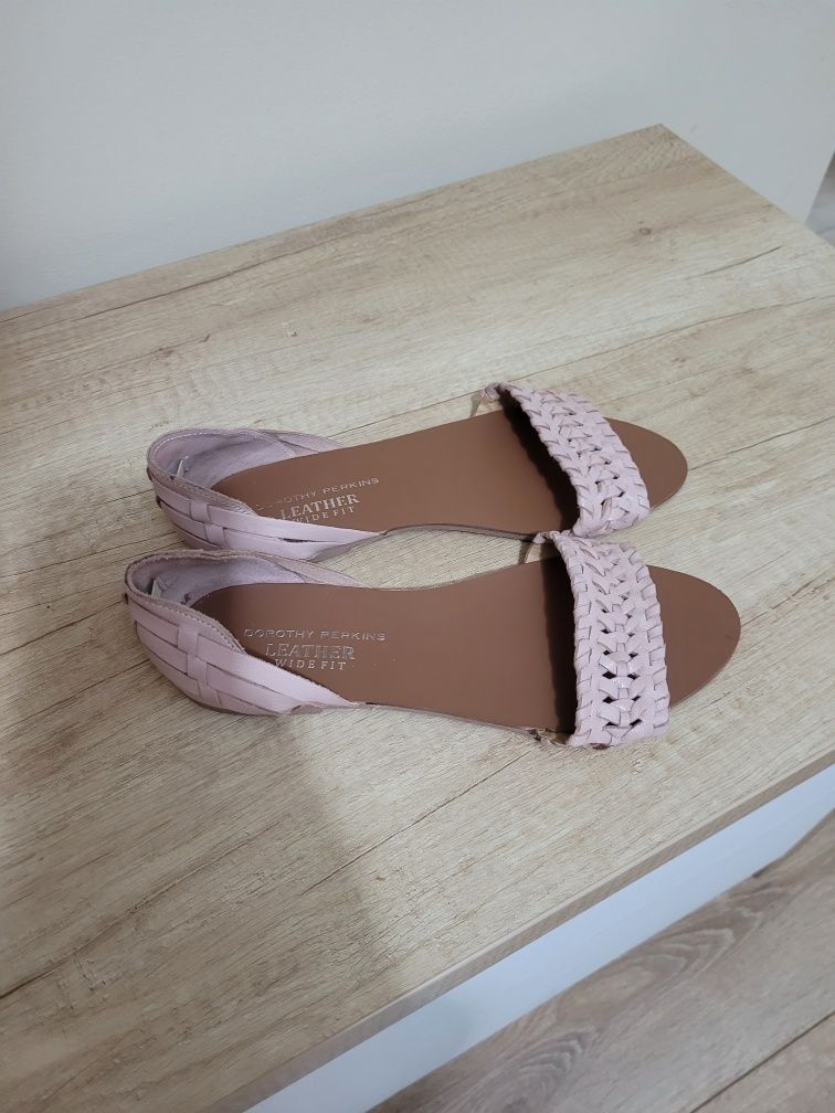 Balerini - sandale din piele bej/roz 38