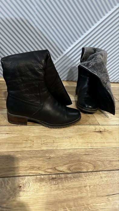 Зимние кожаные сапоги, натуральный мех, размер 40