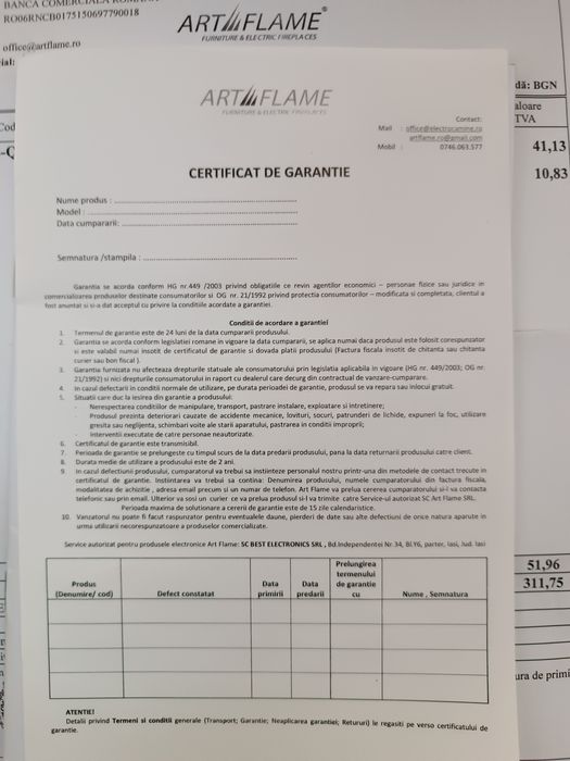 Електрическа камина за вграждане марка ART FLAME модел Christina