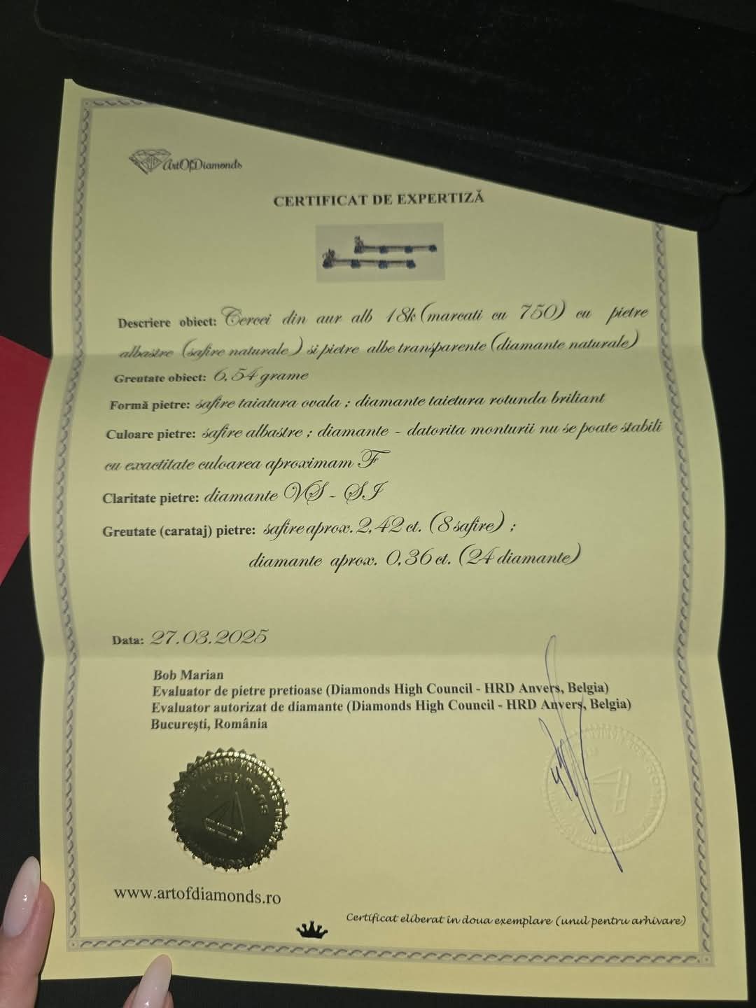 Vând brățară+ cercei aur 18k( diamante + safire)