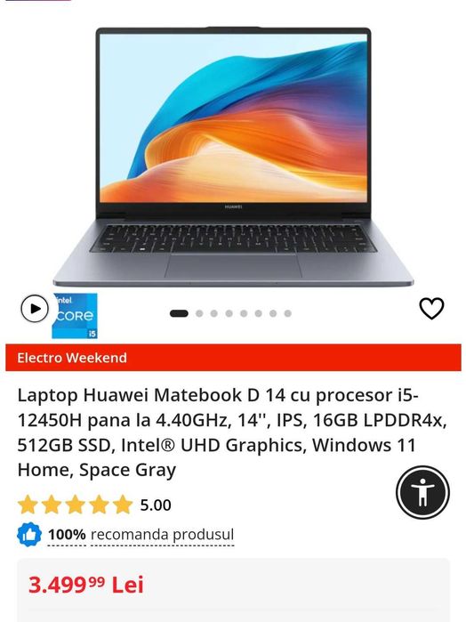 Hiawei MateBook D14 intel i5 16 Gb Ram 512 Ssd Nou Sigilat