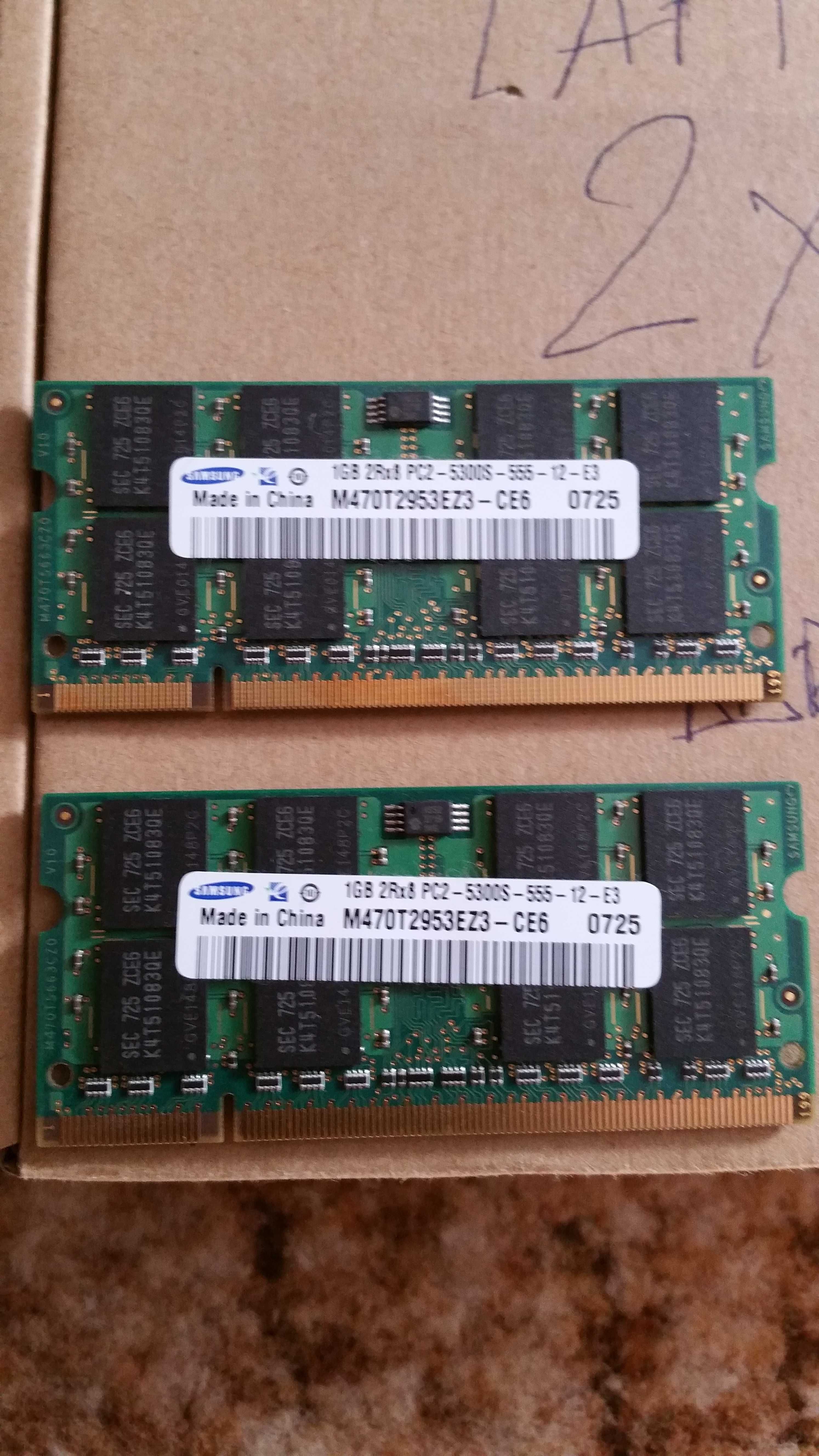 Memorie RAM laptop, Samsung 2x1 Gb, DDR2 PC2-5300S, 667Mhz,DualChannel