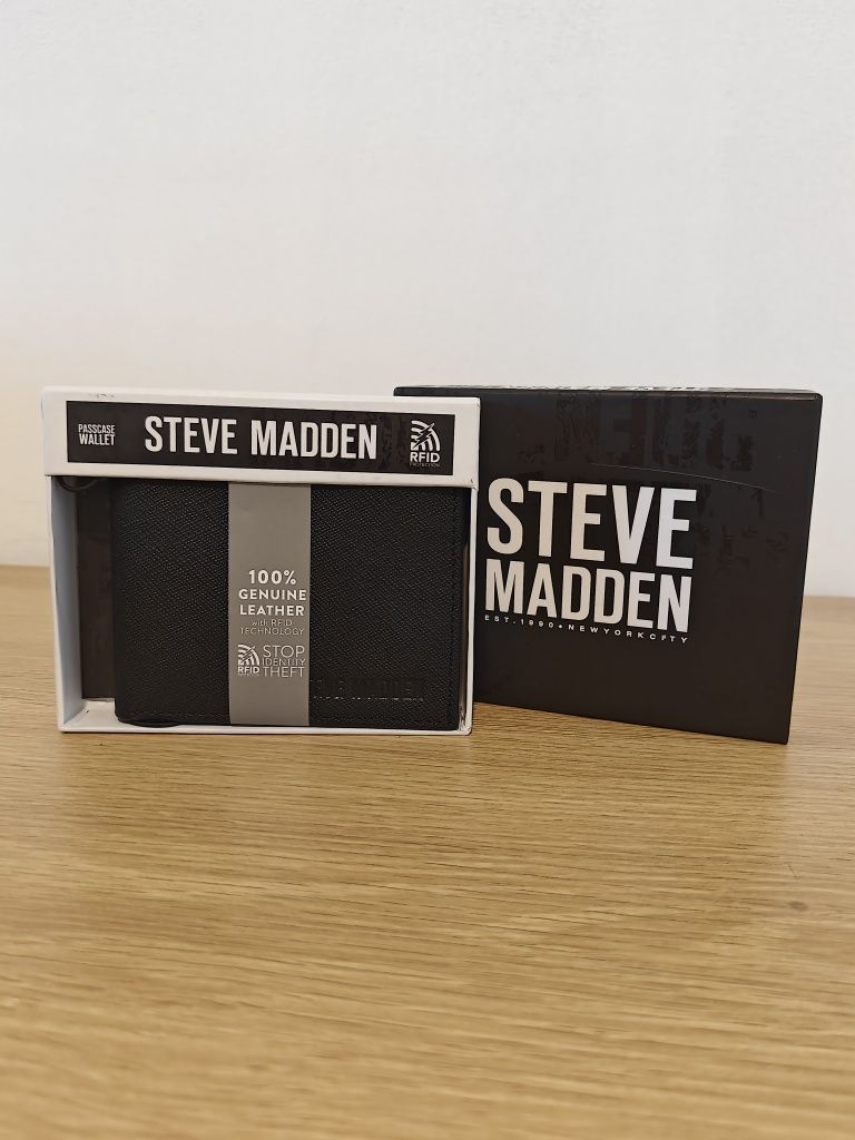 Portofel Steve Madden *original*piele naturală*negru*bărbați