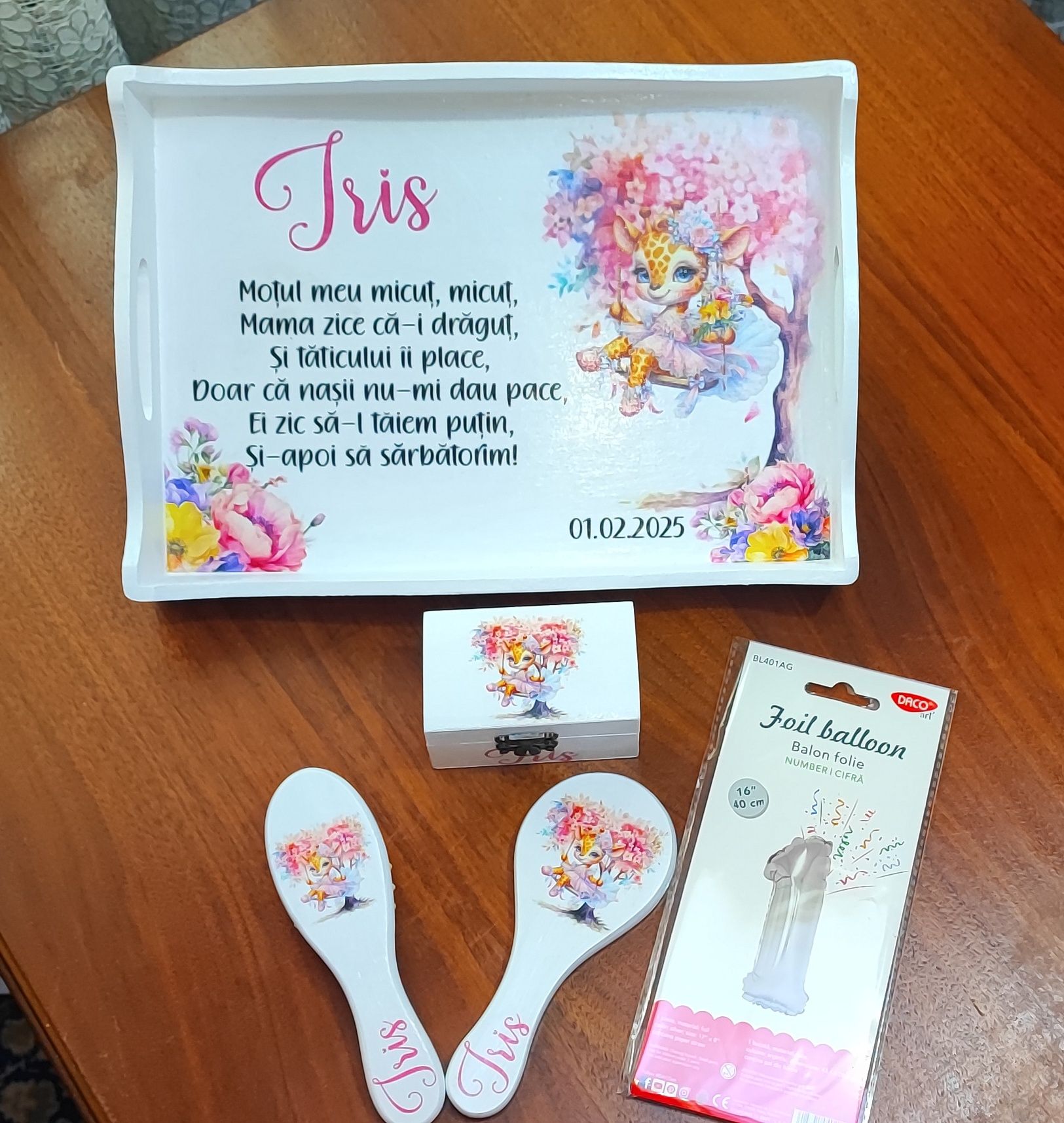 Taviță Moț set 1 an prima aniversare deco Personalizat Cadou amintire