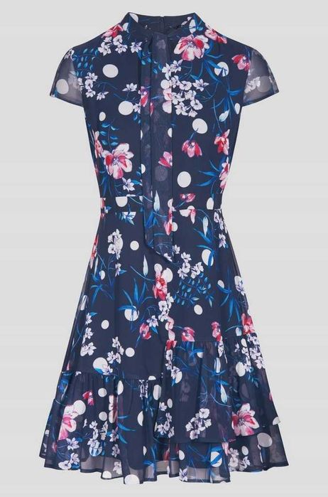 Синя Рокля Orsay 34 размер, офицална, къса, флорални мотиви