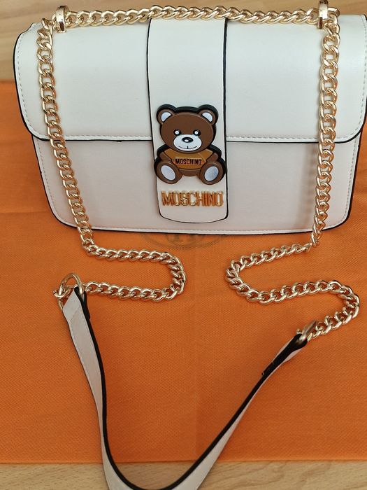 Geanta Moschino,editie limitată,logo metalic auriu, Italia