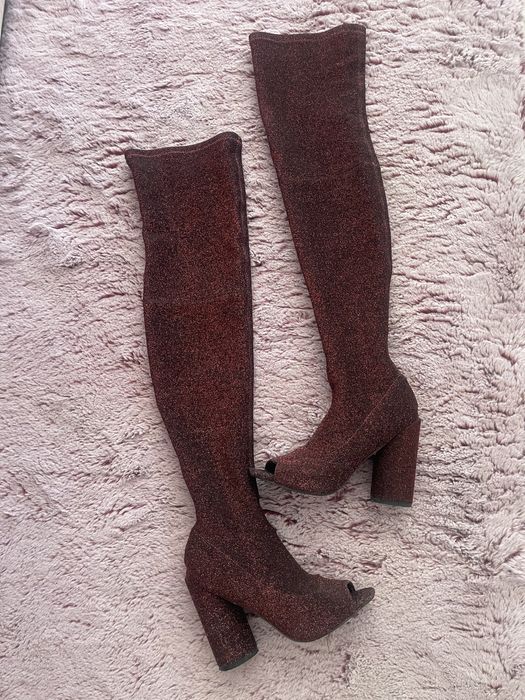 Cizme lungi cu varf decupat