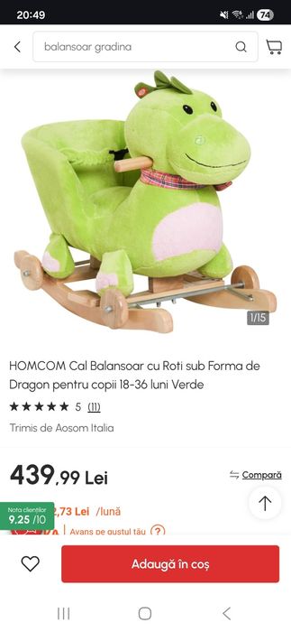 Scoică auto Joie i-Snug 2 + Dinozaur balansoar Qaba