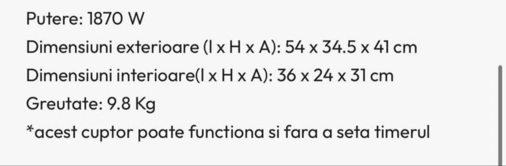 Cuptor Electric cu conventie Caso