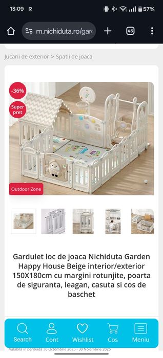 Țarc bebeluși cu leagăn cos de baschet, căsuța și covorase