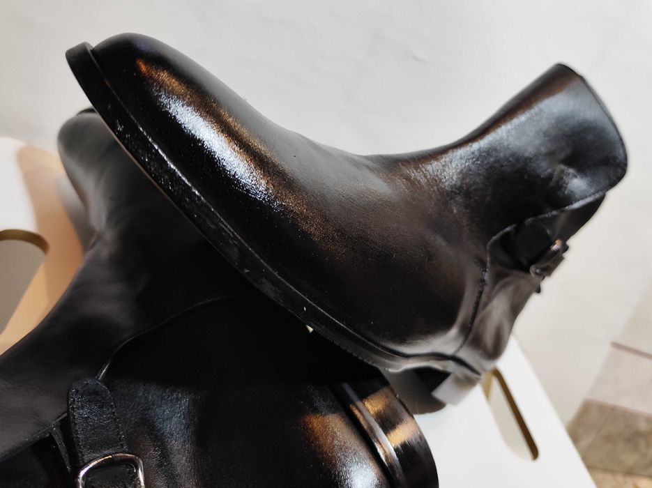 Ghete chelsea 43.5 44 jodhpur Buffalo piele naturala moale negru