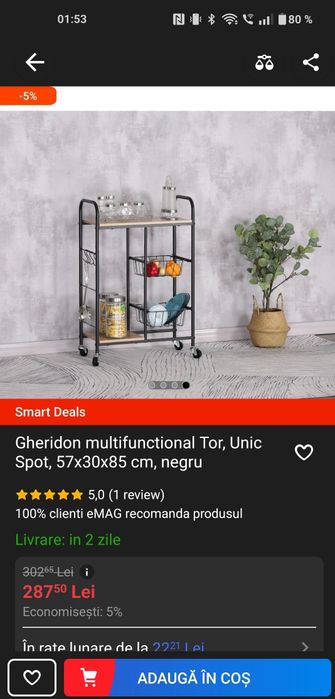 Cărucior multifunctional,cu roți /57x30x85 cm, negru