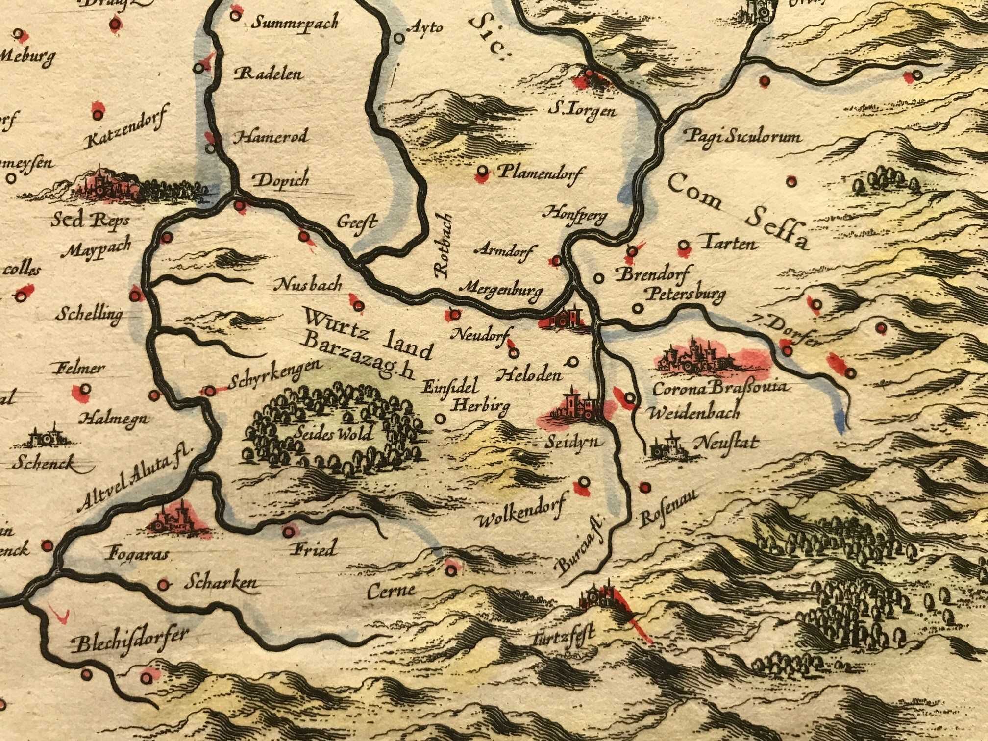 Hartă veche anul 1634 Transilvania - Siebenburgen