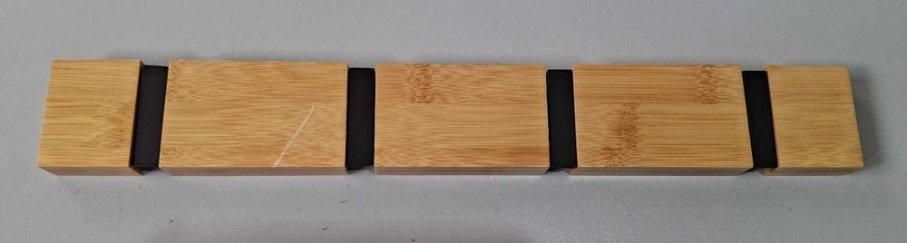 Cuier perete, bambus, 40 cm, 4 carlige, natur