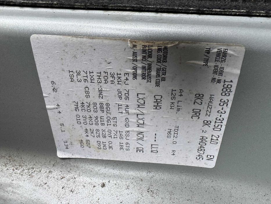 dezmembrez Audi A4 B8 2.0 TDI cod CAHA cutie 6 trepte cod LLQ culoare