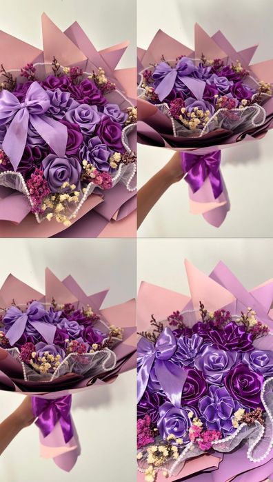 Букет от сатенени рози