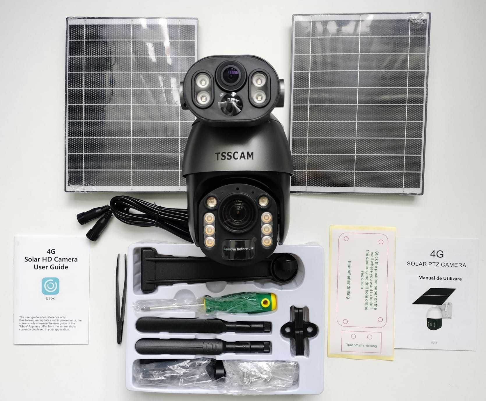 Camera de Supraveghere cu Panou Solar ,PTZ  4G,Q5M-G, cu Doua Lentile