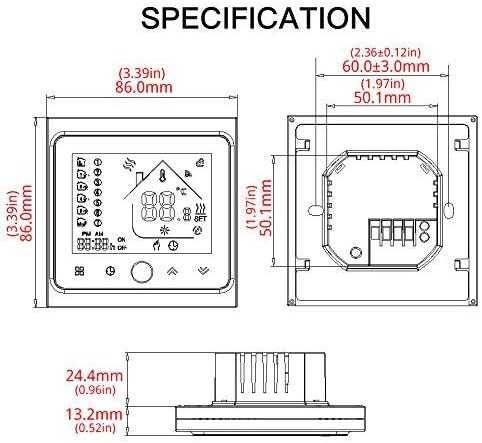 Termostat smart wifi MOES GA compatibil Alexa si Google Home